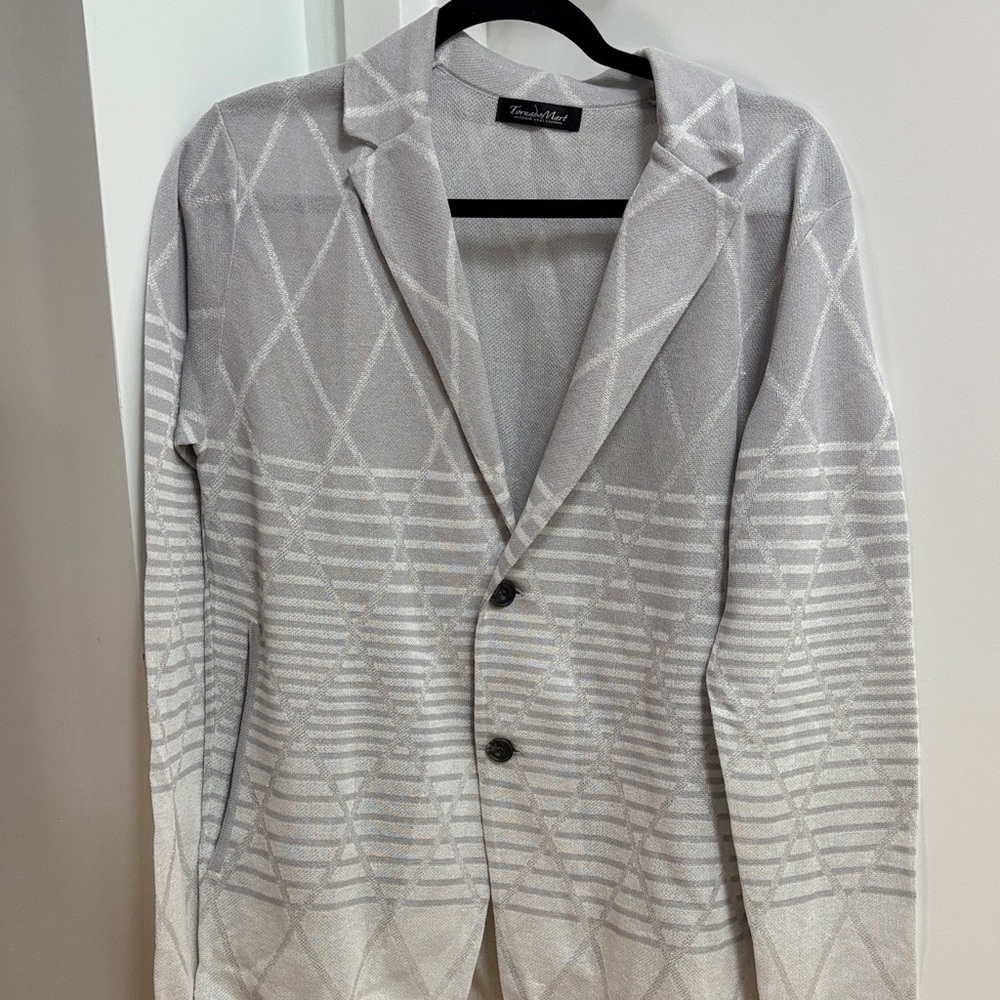Kenneth Cole Light Gray Geometric Blazer
